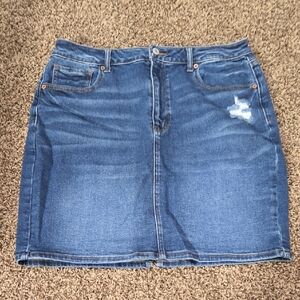 American Eagle Outfitters Blue Denim Mom Skirt with Light Distress